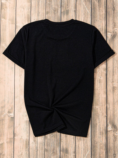 Glamorous Black Rhinestone Western Steer Head Graphic Tee