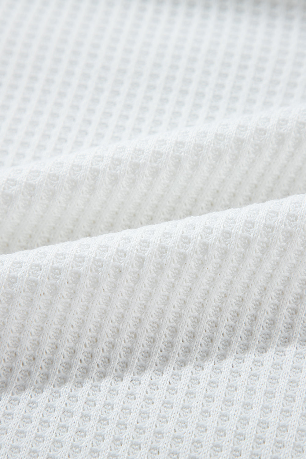 White Leopard Patchwork Turn-down Collar Waffle Top