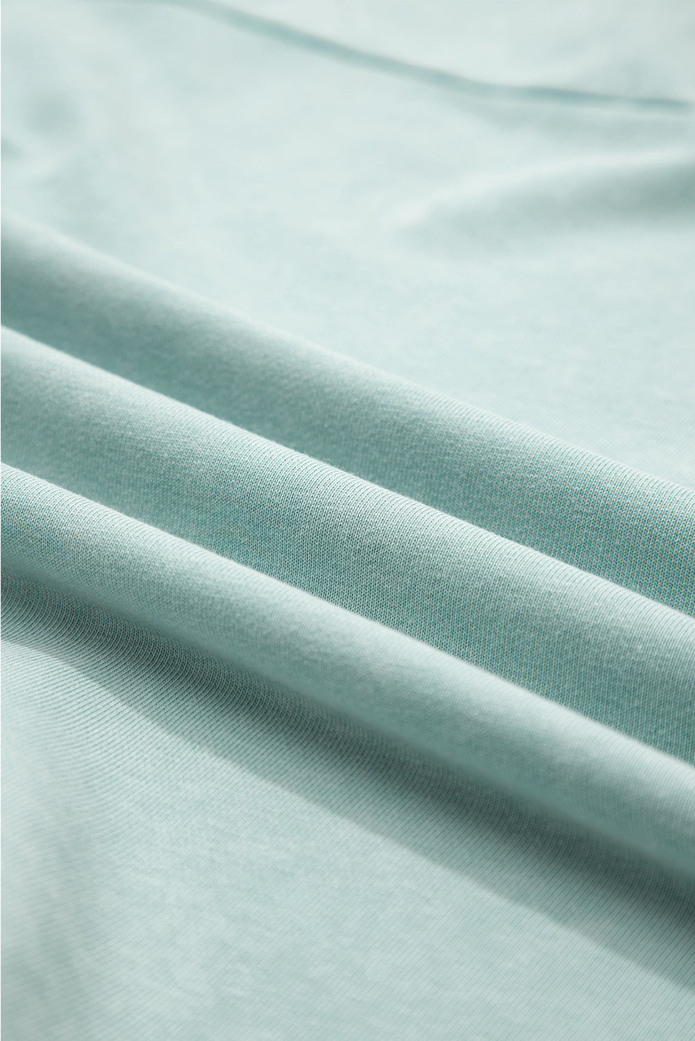 Mist Blue Mineral Wash Exposed Seam Buttoned V Neck Pullover Top