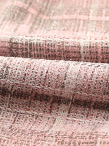 Pink Plus Size Macrame Plaid Coat