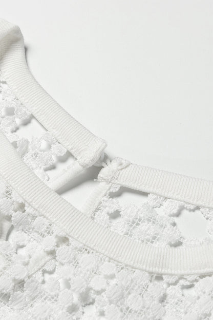 Elegant Floral Lace Hollowed Long Sleeve Blouse