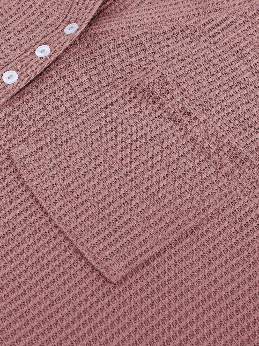 Fiery Red Oversized Waffle Knit Henley Hoodie with Drop Shoulder