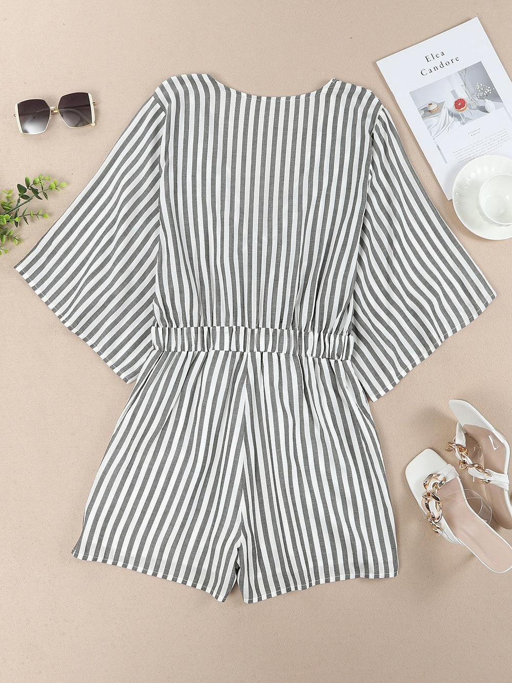 Check Print Buttons Lace-Up Shirt Dress