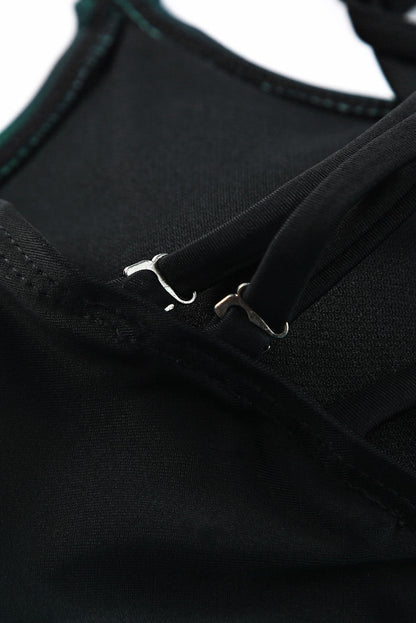 Green Strappy Cut-Out Back Tankini Set