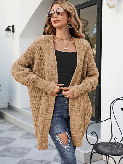 Sweaters - Loose And Cozy V Neck Cable Knit Sweater - MsDressly