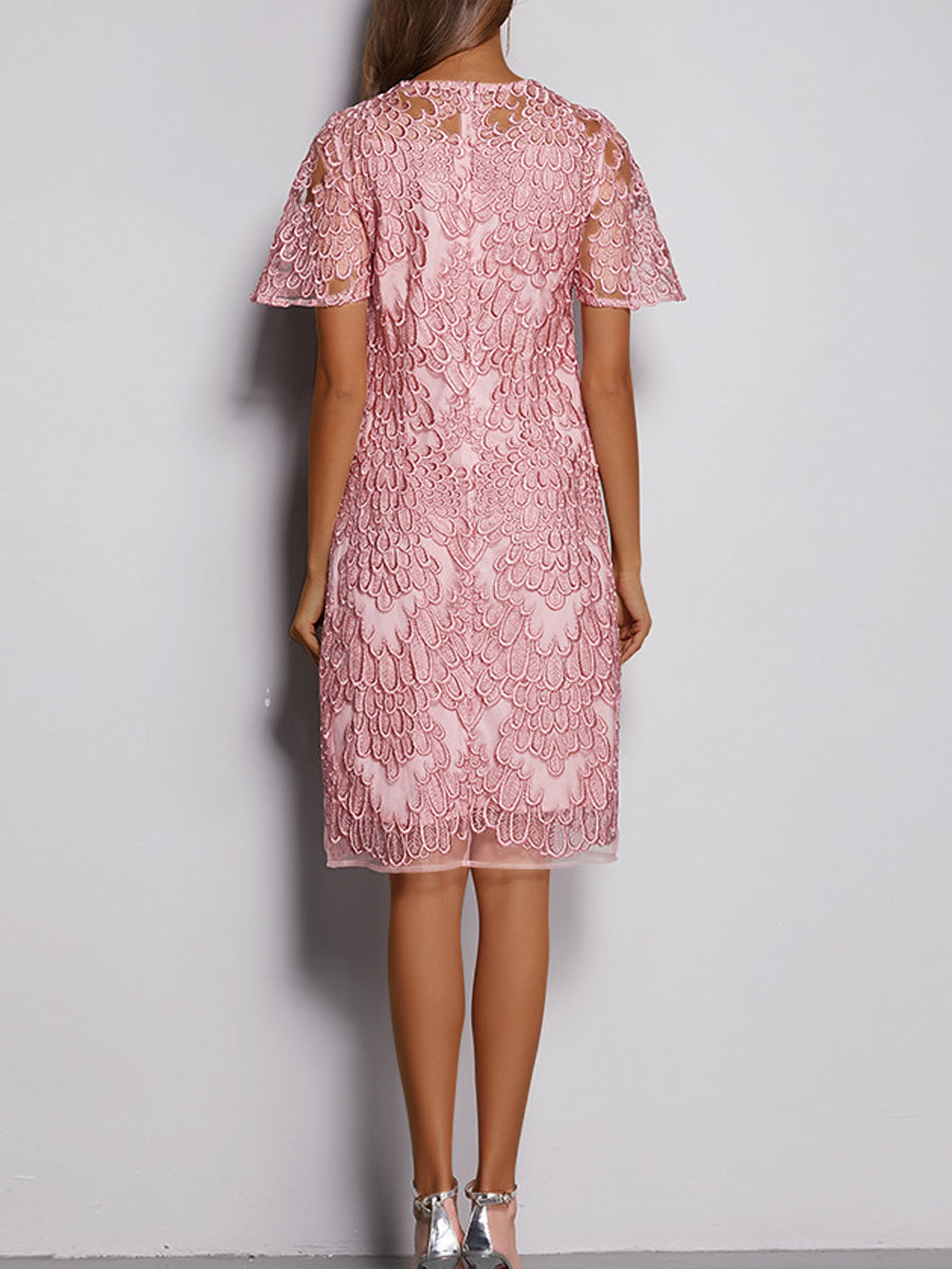 Mini Dresses - Elegant Embroidered Lace All Match Commuter Mini Dress - MsDressly