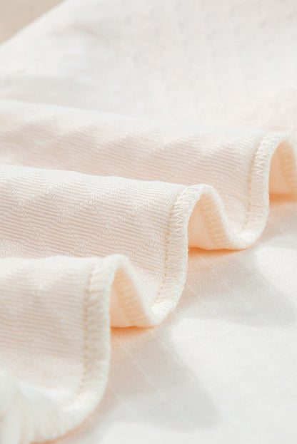 Eyelet Accent Quilted Patchwork Sleeve Blouse