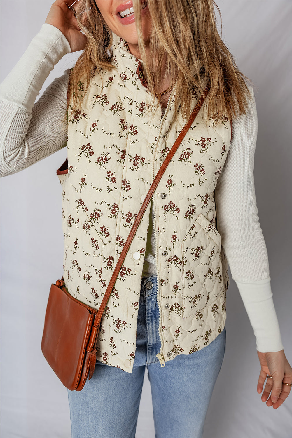 floral print vest