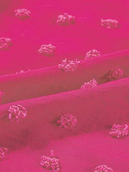 Strawberry Pink Jacquard Ruffle Sleeve Plus Size Mini Dress