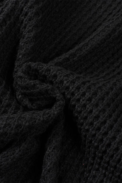 Black Buttoned Wrap Turtleneck Sweater