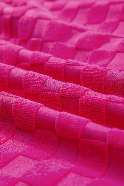 Peach Blossom Checkered Terry Knit Plus Size 2-Piece Shorts Set