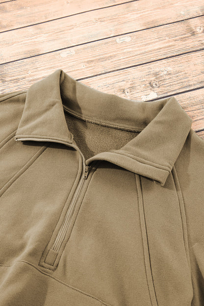 Elmwood Fleece Lined Zip Up Stand Collar Thumbhole Sleeve Sweatshirt