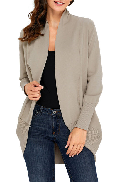 Khaki Cozy Open Front Longline Cardigan