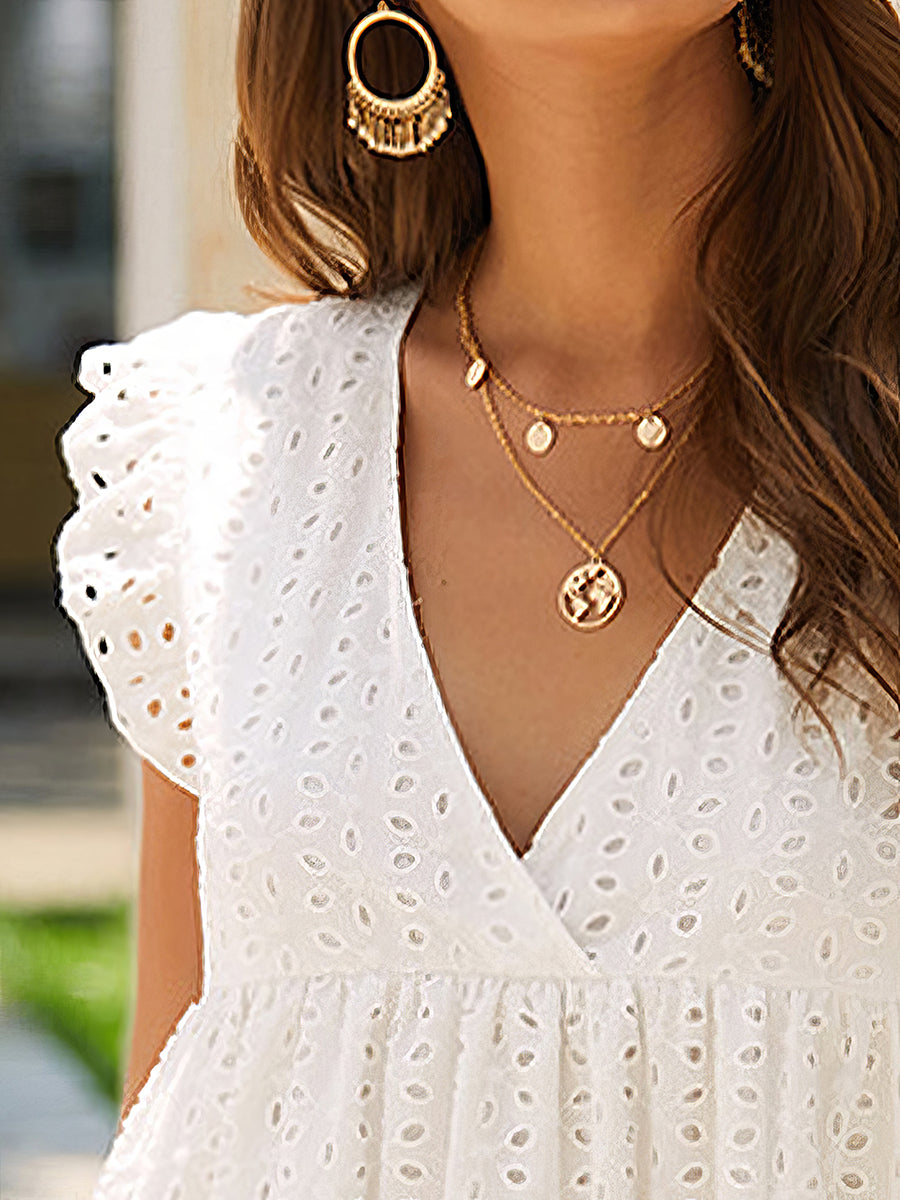 Mini Dresses - Temperament Commuter V neck Lace Mini Dress - MsDressly