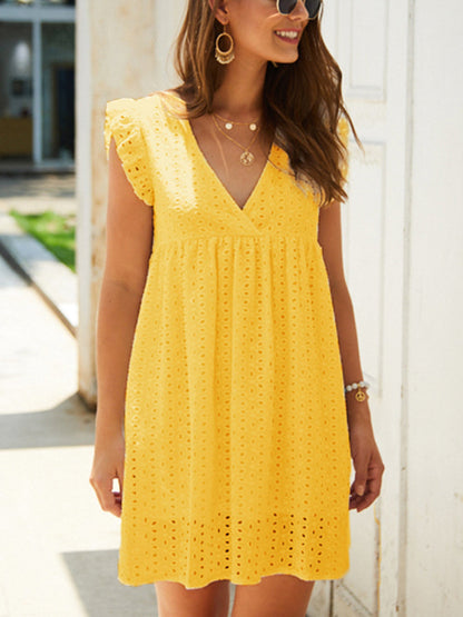 Mini Dresses - Temperament Commuter V neck Lace Mini Dress - MsDressly