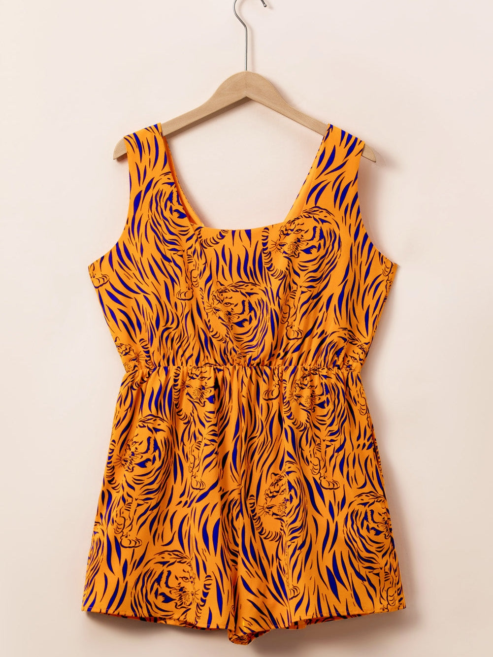 Sunny Plus Size Tiger Stripe V Neck Sleeveless Romper