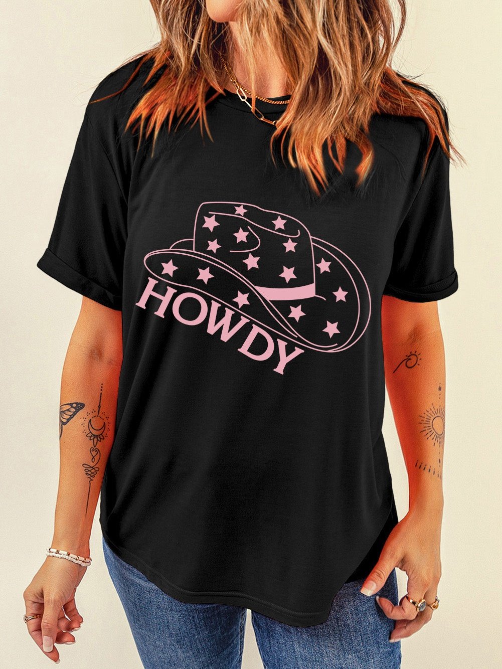 HOWDY Cowboy Hat Print Western Graphic Tee