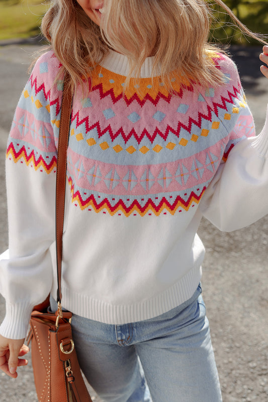 geometric print sweater