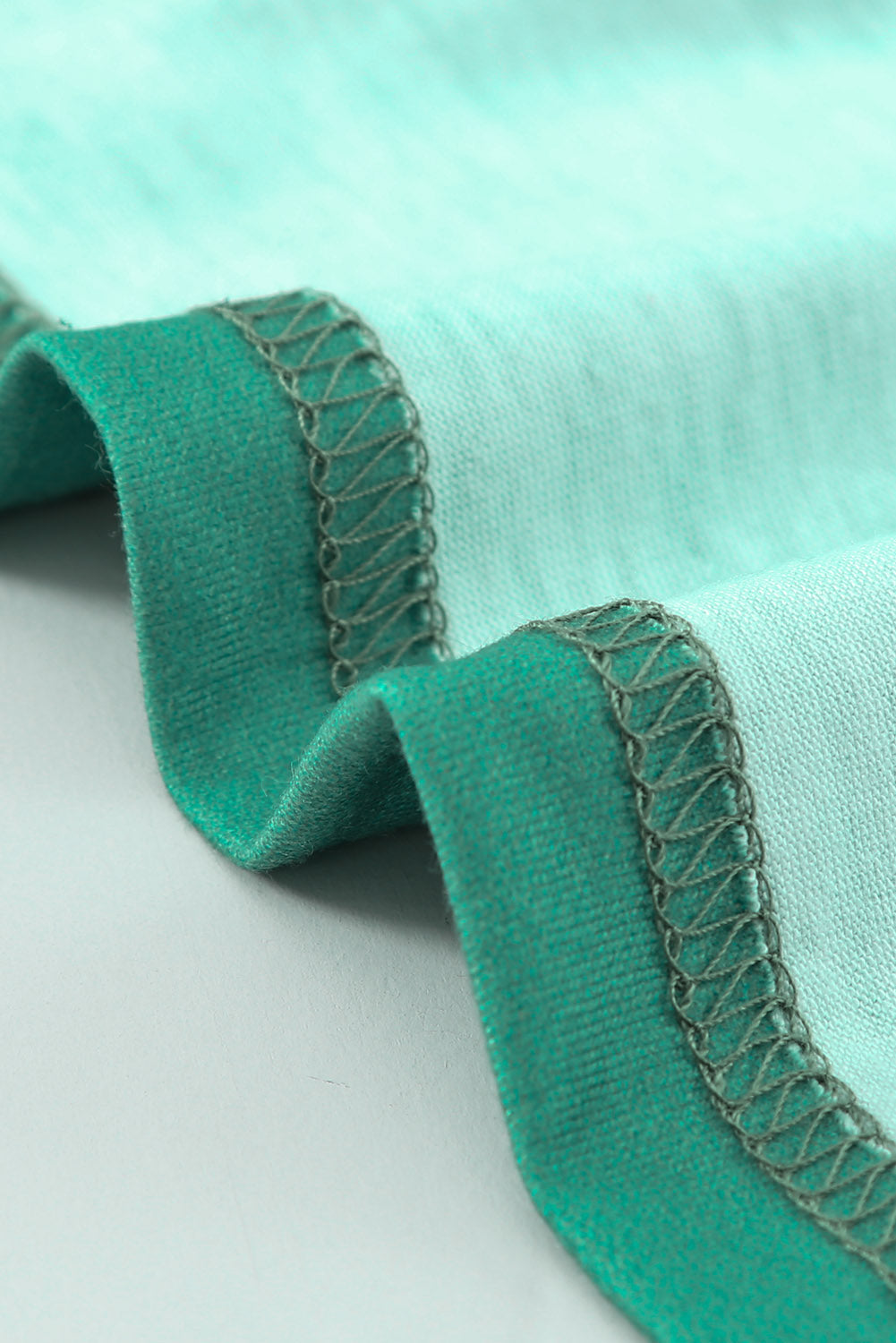 Green Striped Short Sleeve T-Shirt with Pocket and Gradient Color Detail