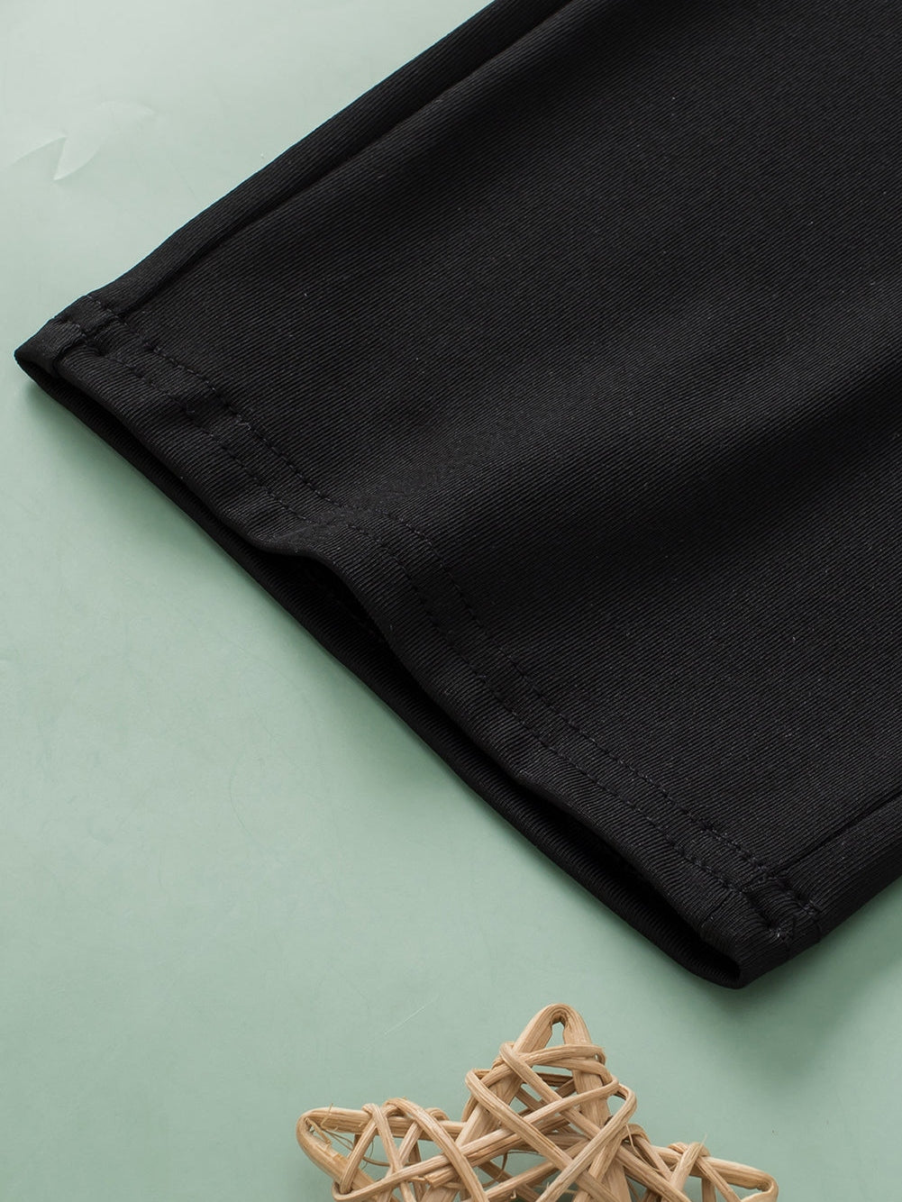 Elegant Black Plus Size High Waist Frilled Soft Pants with Pockets