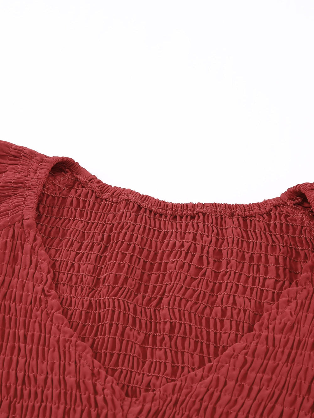 Fiery Crimson Smocked Peplum Blouse