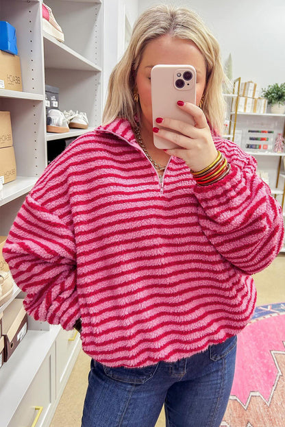 pink stripe sweatshirt