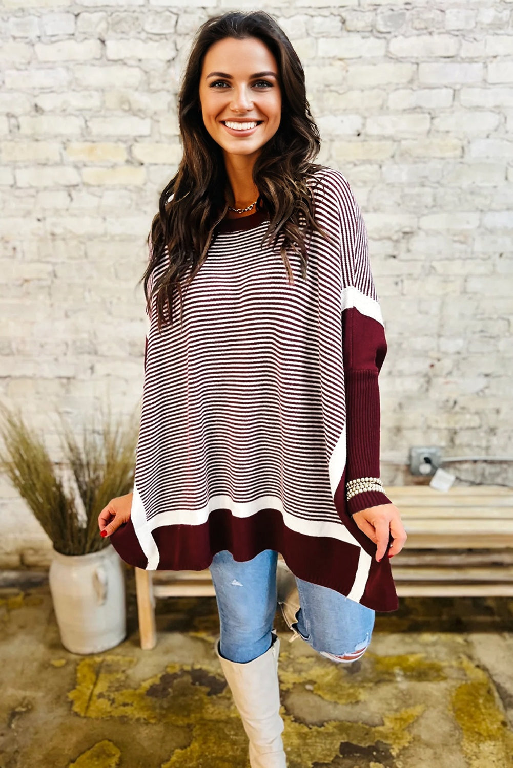 striped knit sweater