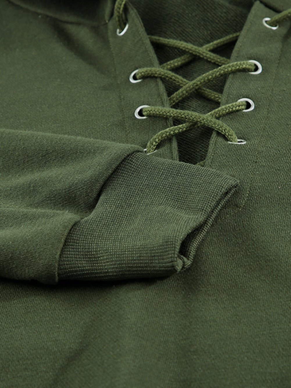 Elegant Green Lace-Up Hoodie for a Stylish Look