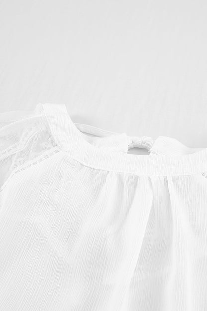 Elegant White Lace Detail V-Neck Blouse