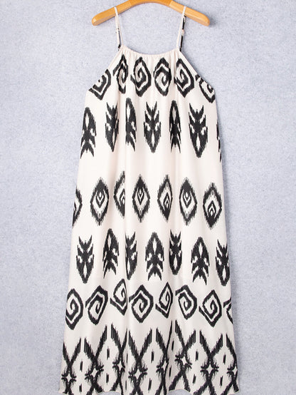 Cowgirl Chic Black Aztec Western Print Halter Maxi Dress