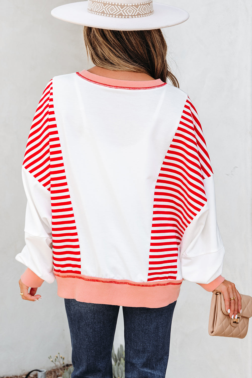 stripe patchwork sweatshirt