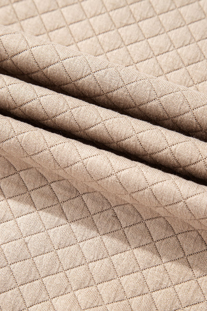 Parchment Solid Color Quilted Long Sleeve Top and Shorts Set