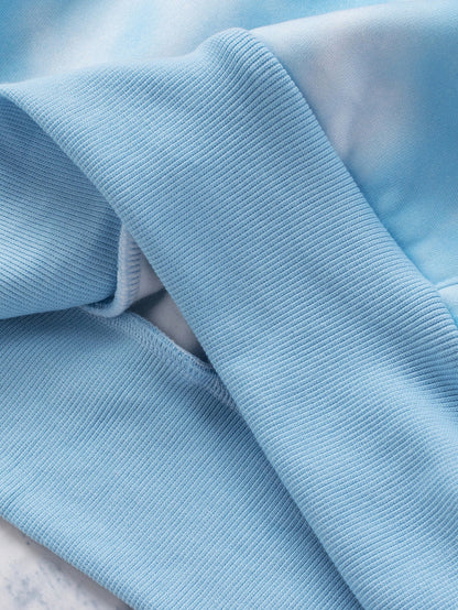 Cozy Sky Blue Plus Size Hoodie with Colorblock Design