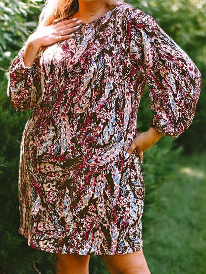 Flamboyant Crimson Curvy Floral Print Mini Dress