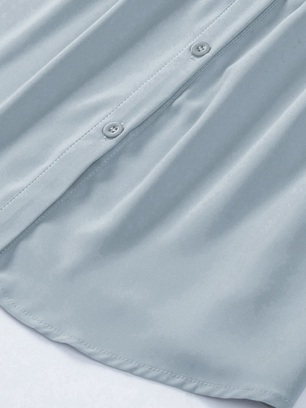 Elegant Sky Blue Puff Sleeve Polyester Blouse