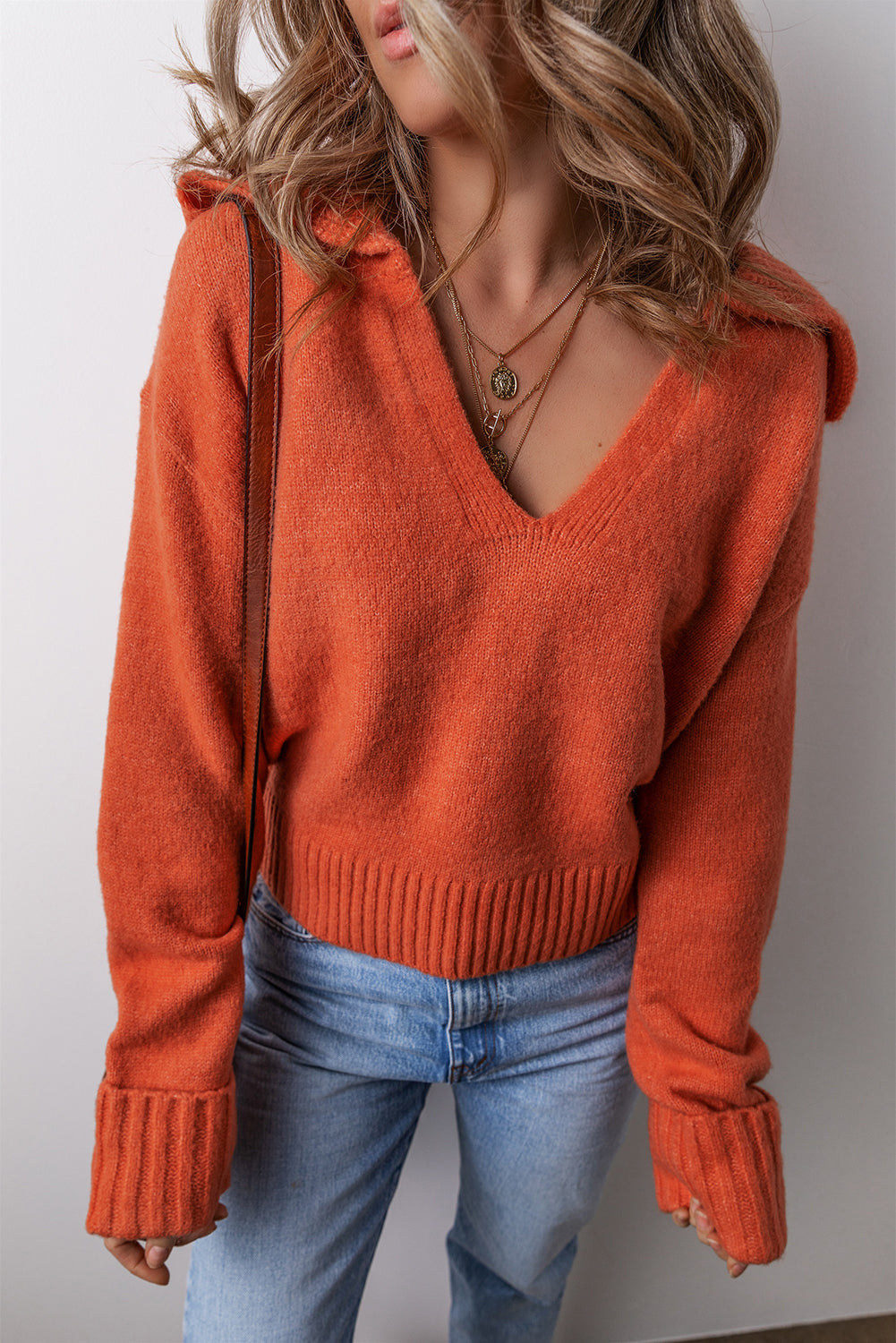 collared v neck sweater