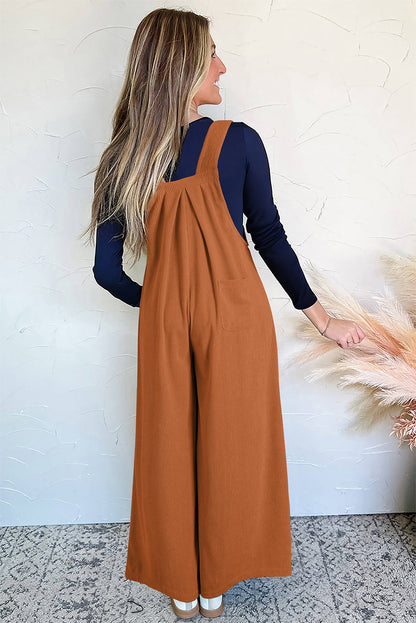 Thai Curry Leopard Bib Wide Leg Jumpsuit