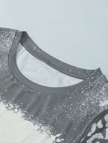 Gray Leopard Tie Dye Short Sleeve T-shirt