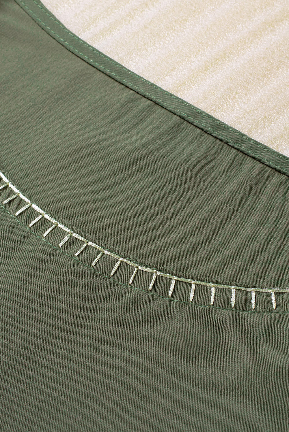 Emerald Green Floral Embroidered Crew Neck Top