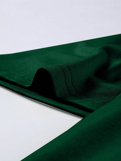 Ruched Shoulder Green Square Neck Plus Size Top