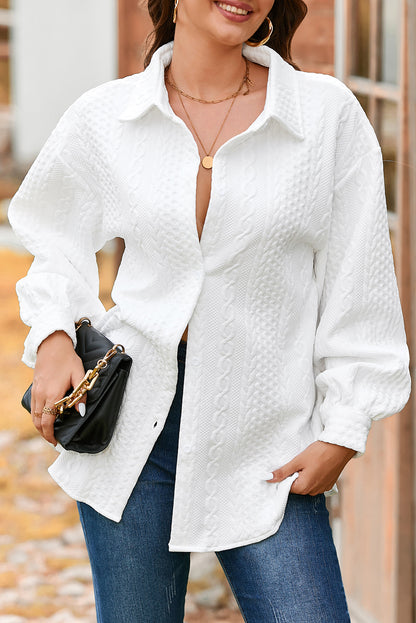 cable texture shacket