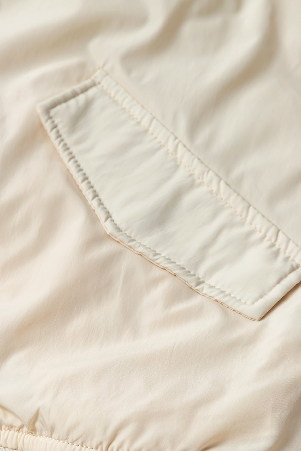 Apricot Zip-Up Puffer Jacket with Side Pockets