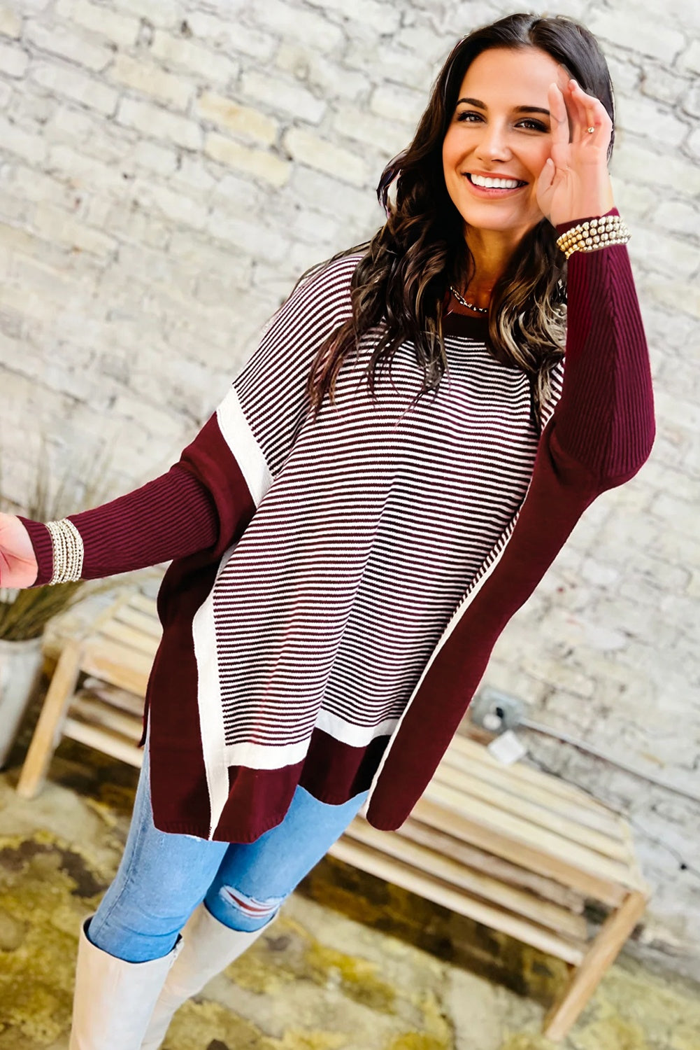 striped knit sweater