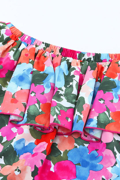 Floral Off Shoulder Ruffle Sleeve Blouse