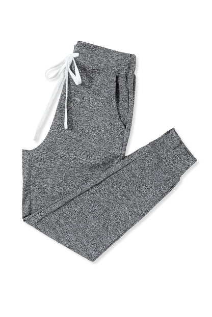 Gray Drawstring Elastic Waistband Pocketed Joggers