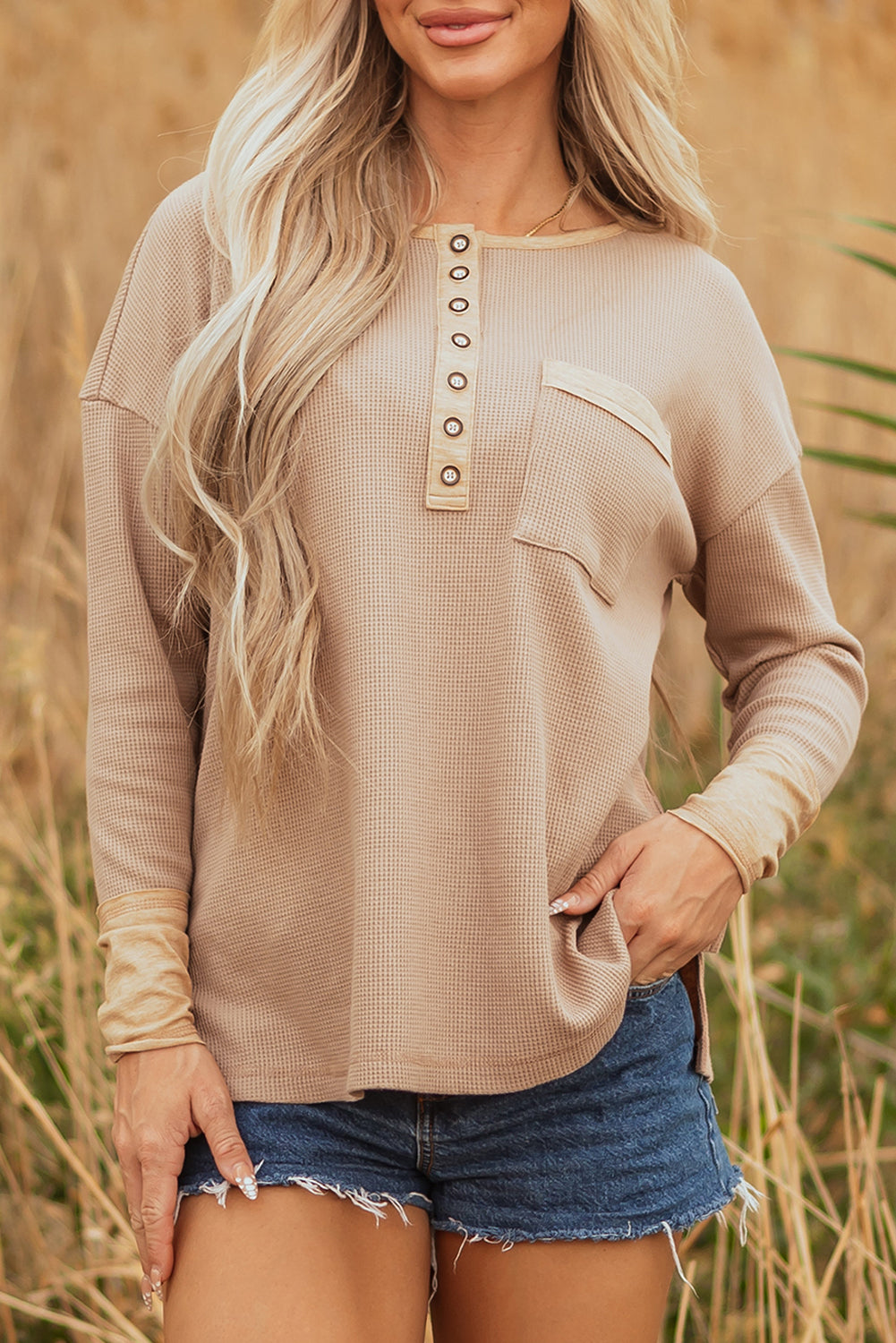 waffle henley top