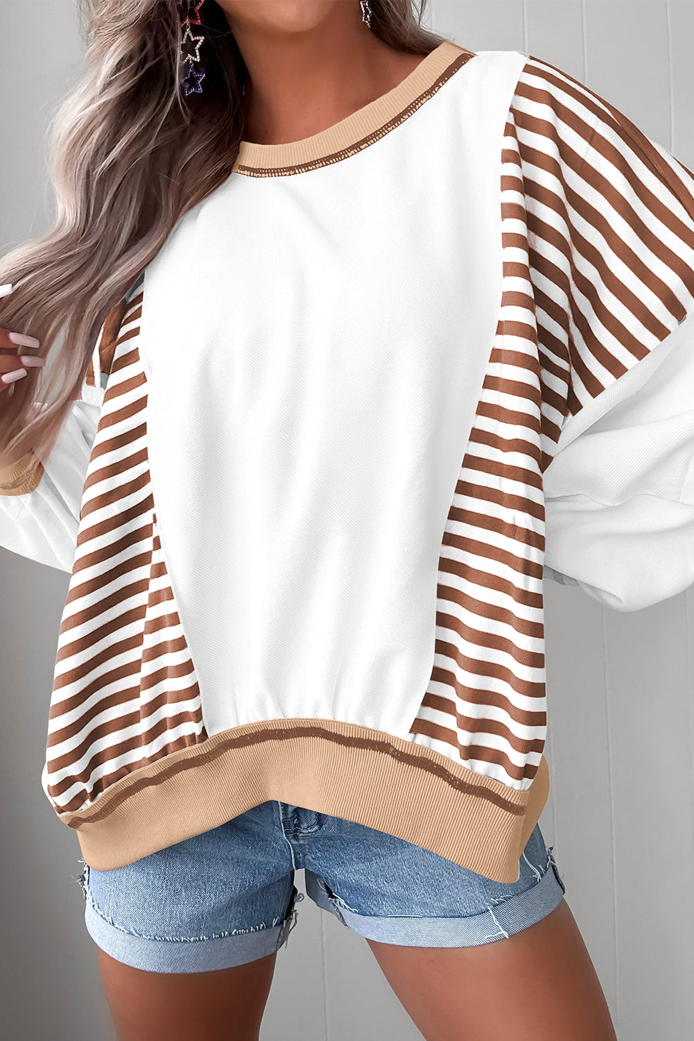 stripe patchwork sweatshirt