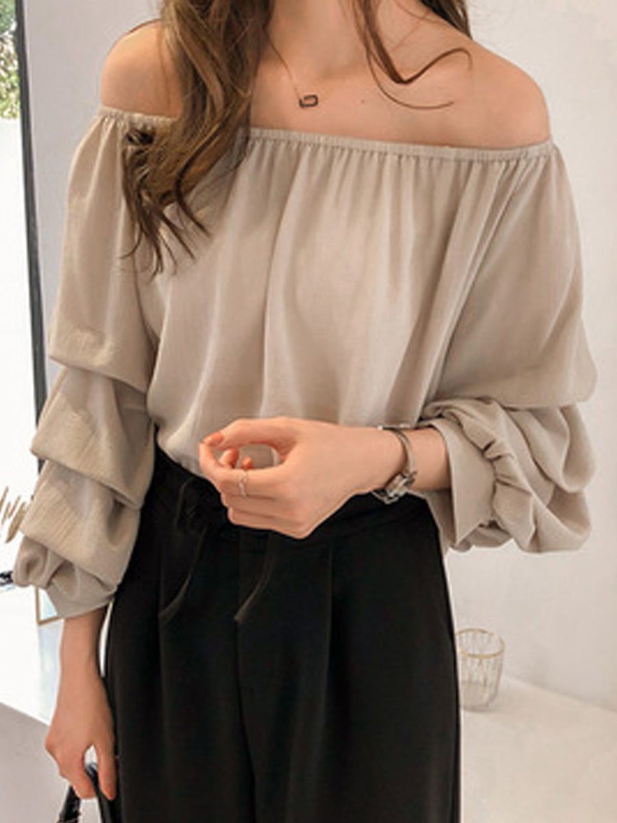 Blouses - Stylish Comfortable Off Shoulder Long Sleeve Blouse - MsDressly