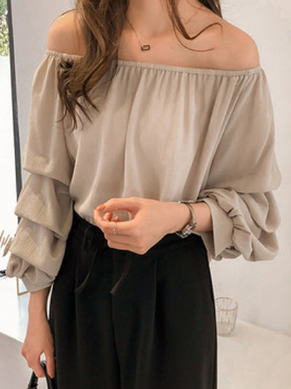 Blouses - Stylish Comfortable Off Shoulder Long Sleeve Blouse - MsDressly