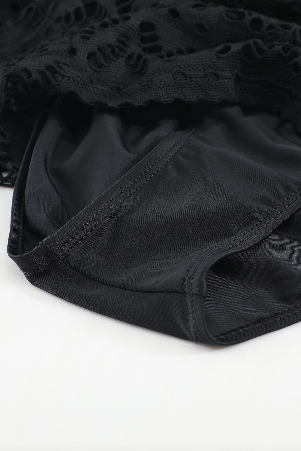Black Lace Swim Shorts with Attached Briefs